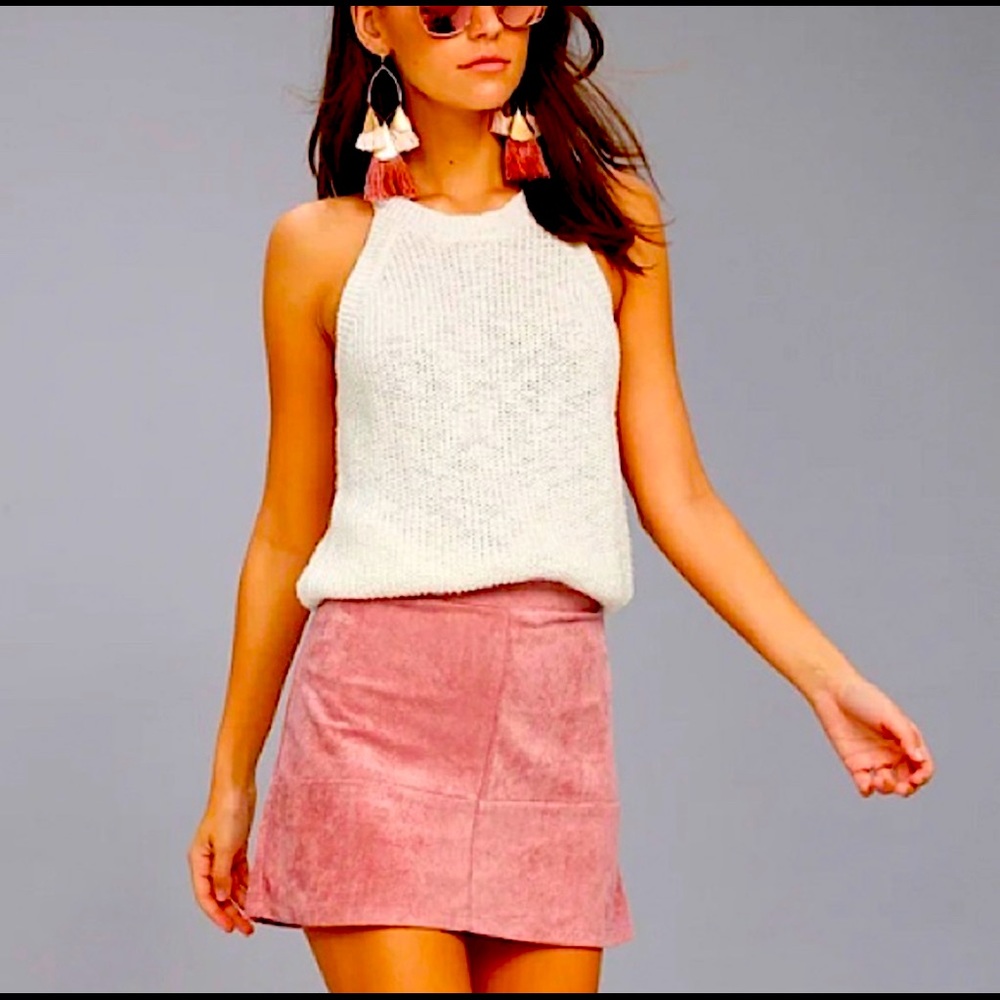 Sweet peach vegan suede skirt